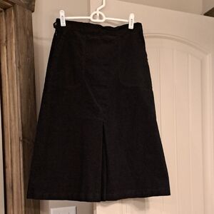 Chadwicks Black Corduroy A-Line Midi Skirt with Front Pleat